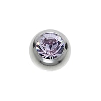 1.6mm Piercing ball out of Surgical Steel 316L with Premium crystal. Thread:1,6mm. Diameter:5mm. Shiny.