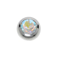 1.6mm Piercing ball out of Surgical Steel 316L with Premium crystal. Thread:1,6mm. Diameter:5mm. Shiny.