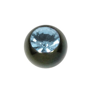 Boule de piercing 1.6mm Acier chirurgical 316L Cristal premium Revtement PVD noir