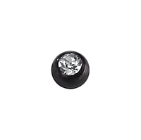 Boule de piercing 1.6mm en Acier chirurgical 316L avec Cristal premium et Revtement PVD noir. Pas-de-vis:1,6mm. Diamtre:5mm. brillant.