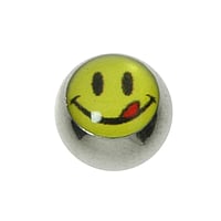 1.6mm Piercing ball out of Surgical Steel 316L with Epoxy. Thread:1,6mm.  Smiley Smilie Smily