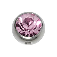 Boule de piercing 1.6mm en Acier chirurgical 316L avec Cristal. Pas-de-vis:1,6mm. Diamtre:8mm. Pour les piercings de nombril pendant la grossesse (avec un pas-de-vis latral formant un angle droit avec le front). Peut tre combin avec des piercings de nombril munis de tiges en bioplast mais pas avec des tiges en acier chirurgical ou en titane. brillant.