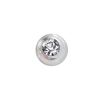 1.6mm Piercing ball out of Acrylic glass with Crystal. Thread:1,6mm. Diameter:5mm.