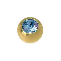 Embout de piercing en Acier chirurgical 316L avec Revtement dor (dor) et Cristal. Pas-de-vis:1,6mm. Diamtre:5mm. Poids:0,35g. brillant.