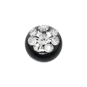 Bola de piercings 1.6mm Acero quirrgico Cristal premium Revestimiento PVD (negro) Flor