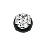 1.6mm Piercing ball Surgical Steel 316L Premium crystal Black PVD-coating Flower