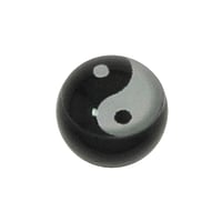 1.6mm pallina per piercing in Vetro acrilico con Resina epossidica. Filetto:1,6mm.  Yin Yang Taijitu