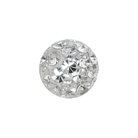1.6mm Piercing ball out of Surgical Steel 316L with Crystal and Epoxy. Thread:1,6mm. Diameter:5mm.