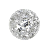 1.6mm Piercing ball out of Surgical Steel 316L with Crystal and Epoxy. Thread:1,6mm. Diameter:8mm.