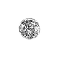 Boule de piercing 1.6mm en Acier chirurgical 316L avec Cristal et poxy. Pas-de-vis:1,6mm. Diamtre:6mm.