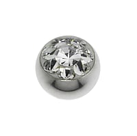 1.6mm Piercing ball out of Surgical Steel 316L with Premium crystal. Thread:1,6mm. Diameter:6mm.  Flower