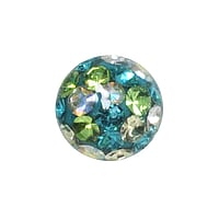 Boule de piercing 1.6mm en Acier chirurgical 316L avec Cristal et poxy. Pas-de-vis:1,6mm. Diamtre:6mm.