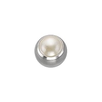 Boule de piercing 1.6mm en Acier chirurgical 316L avec Perle synthtique. Pas-de-vis:1,6mm. Diamtre:4mm.