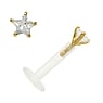 Labret piercing Bioplast Goud 18K Zirkonia ster