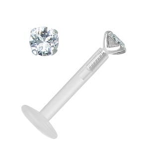 Labret piercing Bioplast Silver 925 Premium crystal