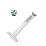 Labret piercing Bioplast Silver 925 Premium crystal
