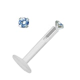 Labret piercing Bioplast Silver 925 Premium crystal