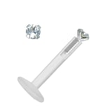 Labret piercing Bioplast Zilver 925 Premium kristal