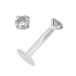 Labret piercing uit Bioplast en Zilver 925 met Premium kristal. Schroefdraad:1,6mm. Lengte staafje:8mm. Breedte:3mm. Steen/stenen met vatting gefixeerd.