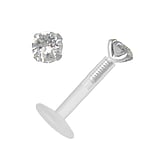 Labret piercing Bioplast Zilver 925 Premium kristal