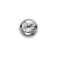 1.2mm Piercing ball out of Surgical Steel 316L with Premium crystal. Thread:1,2mm. Diameter:4mm. Shiny.