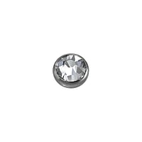 1.2mm Piercing ball out of Surgical Steel 316L with Premium crystal. Thread:1,2mm. Diameter:3mm.