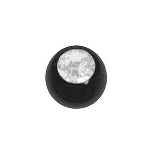 1.2mm Balle de piercing Cristal premium Acier chirurgical 316L Revtement PVD noir