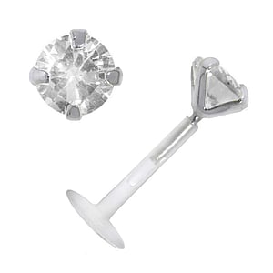 Labbro&Tragus Piercing Bioplast Argento 925 Zircone