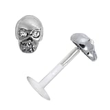 Lip&Tragus Piercing Bioplast Silver 925 Crystal Skull Skeleton