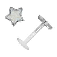 Lip&Tragus Piercing out of Bioplast and Silver 925 with Enamel. Thread:1,2mm. Bar length:8mm. Width:5,5mm.  Star