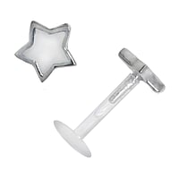Lip&Tragus Piercing out of Bioplast and Silver 925 with Enamel. Thread:1,2mm. Bar length:8mm. Width:5,5mm.  Star