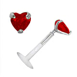 Lip&Tragus Piercing Bioplast Silver 925 zirconia Heart Love