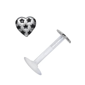 Lip&Tragus Piercings Bioplast Zilver 925 Emaille hart liefde ster