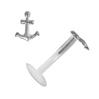 Lip&Tragus Piercing out of Bioplast and Silver 925. Thread:1,2mm. Bar length:8mm. Width:4mm.  Anchor rope ship boat compass