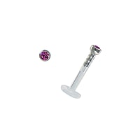 Lippe&Tragus Piercing aus Bioplast und Chirurgenstahl 316L mit Premium Kristall. Gewinde:1,2mm. Durchmesser:2mm. Stablnge:8mm.