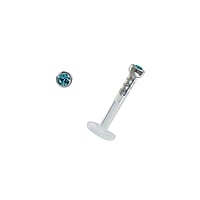 Lippe&Tragus Piercing aus Bioplast und Chirurgenstahl 316L mit Premium Kristall. Gewinde:1,2mm. Durchmesser:2mm. Stablnge:8mm.