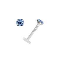 Lvre&Tragus Piercing en Bioplast et Argent 925 avec Cristal premium. Pas-de-vis:1,2mm. Diamtre:3mm. Longueur de la tige:8mm. Pierre(s) fixe(s) par la monture.