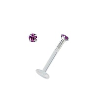 Lip&Tragus Piercing out of Bioplast and Silver 925 with Premium crystal. Thread:1,2mm. Diameter:2mm. Bar length:10mm. Stone(s) are fixed in setting.