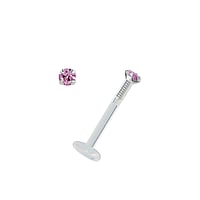 Lip&Tragus Piercing out of Bioplast and Silver 925 with Premium crystal. Thread:1,2mm. Diameter:2mm. Bar length:10mm. Stone(s) are fixed in setting.