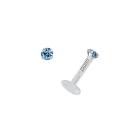 Lvre&Tragus Piercing en Bioplast et Argent 925 avec Cristal premium. Pas-de-vis:1,2mm. Diamtre:2mm. Longueur de la tige:6mm. Pierre(s) fixe(s) par la monture.