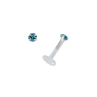 Lippe&Tragus Piercing aus Bioplast und Silber 925 mit Premium Kristall. Gewinde:1,2mm. Durchmesser:2mm. Stablnge:6mm. Stein(e) durch Fassung fixiert.