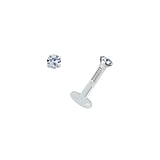 Lip&Tragus Piercing Bioplast Silver 925 Premium crystal