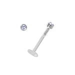 Lip&Tragus Piercing out of Bioplast and Silver 925 with Premium crystal. Thread:1,2mm. Diameter:2mm. Bar length:10mm.