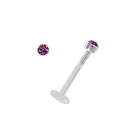 Lip&Tragus Piercing out of Bioplast and Silver 925 with Premium crystal. Thread:1,2mm. Diameter:2mm. Bar length:10mm.