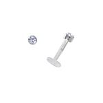 Lippe&Tragus Piercing aus Bioplast und Silber 925 mit Premium Kristall. Gewinde:1,2mm. Durchmesser:2,3mm. Stablnge:6mm.