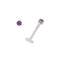 Lip&Tragus Piercing out of Bioplast and Silver 925 with Premium crystal. Thread:1,2mm. Diameter:2mm. Bar length:8mm.