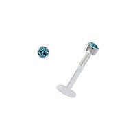 Lippe&Tragus Piercing aus Bioplast und Silber 925 mit Premium Kristall. Gewinde:1,2mm. Durchmesser:2mm. Stablnge:8mm.