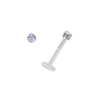 Lip&Tragus Piercing out of Bioplast and Silver 925 with Premium crystal. Thread:1,2mm. Diameter:2mm. Bar length:8mm.