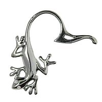 Brustwarzen-Clip aus Silber 925 mit Kristall.  Salamander Gecko Gekko Eidechse
