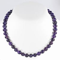 Stone necklace out of Stainless Steel with Amethyst and nylon. Cross-section:10mm.